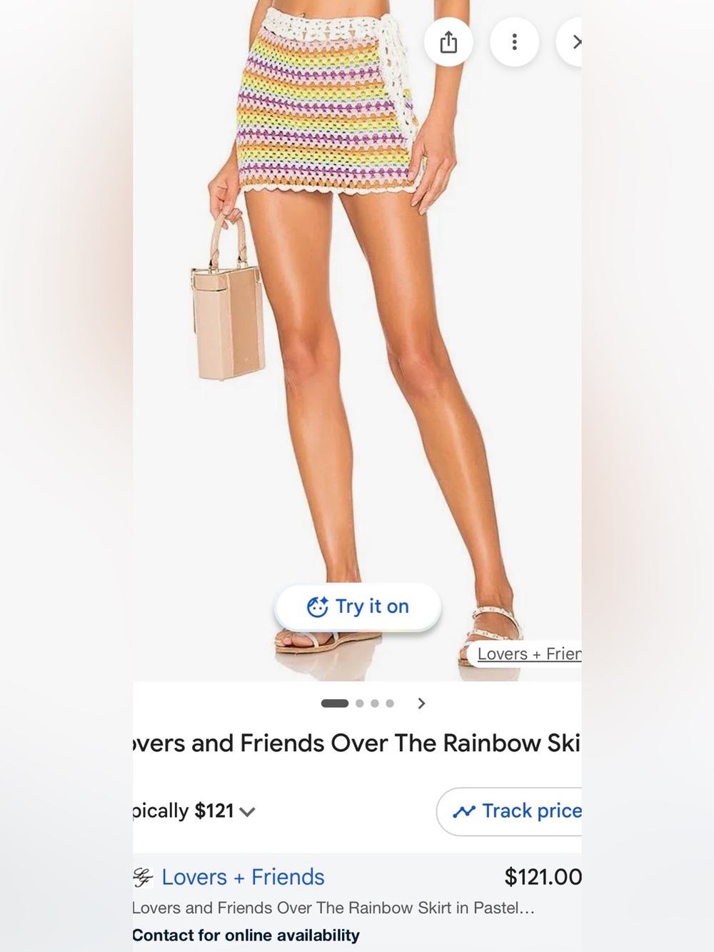Lovers + Friends Rainbow Crochet Crop Top in Pastel Multicolor